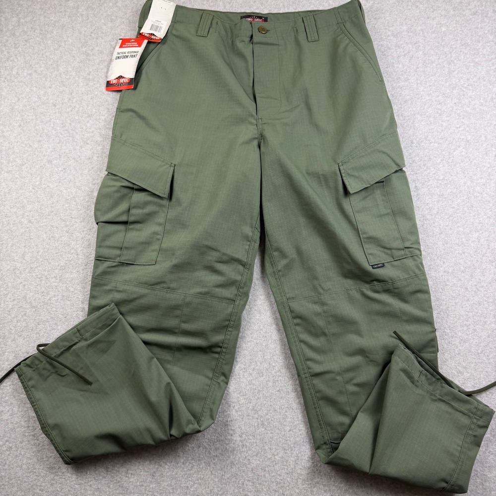 TRU-SPEC Tactical Response Uniform Pant Mens Large Long Green Ripstop Cargo